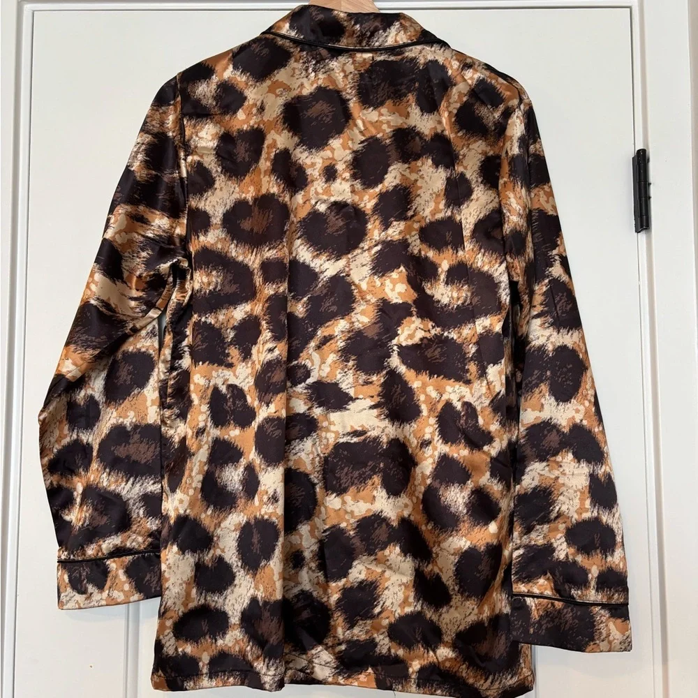 Donna Salyers Leopard Print Pajama Set Silky Glam Lounge Mobwife Small - Picture 5 of 13
